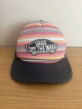 Vans Off The Wall Multicolor Striped Trucker Snapback Hat Black